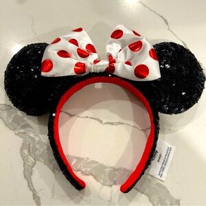 Disney Black and Red Minnie Mouse Ears Headband with Sequins
